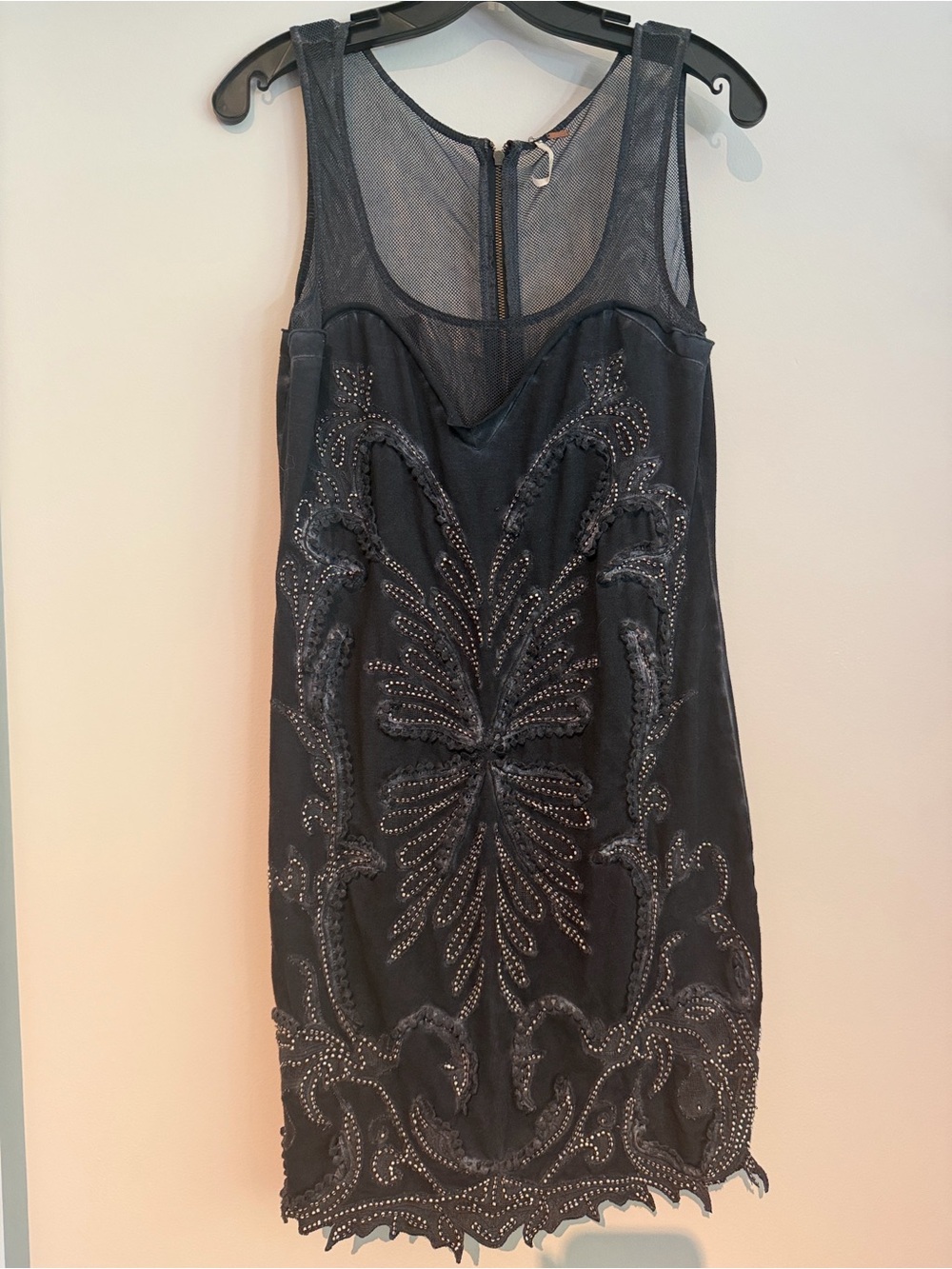 Free People Black Beaded Mini Dress